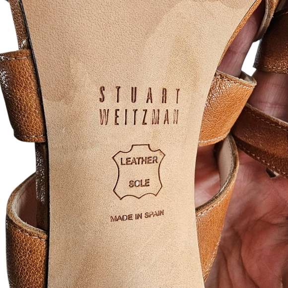 Stuart Weitzman Outing Caged Strappy Leather Heel 8 - Picture 10 of 13